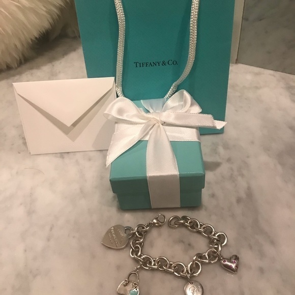 Tiffany & Co. Charm Heart Bracelet w/ Etoile Pink Sapphire & Blue Heart Purse - Picture 13 of 14